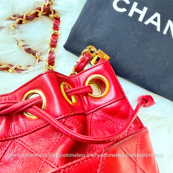 Vintage Chanel Mini Bucket Bag - Red