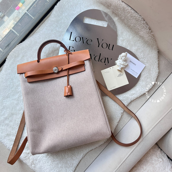Vintage Hermès 2003 Herbag Ado Backpack PM - Beige