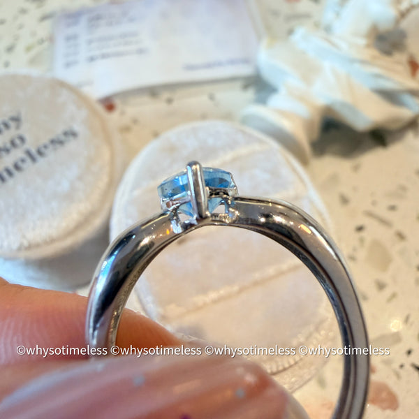 Natural Heart Shape Blue Topaz Silver Ring