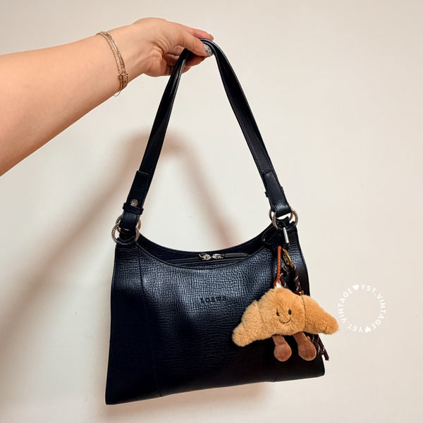 Vintage Loewe Croissant Shoulder Bag - Black