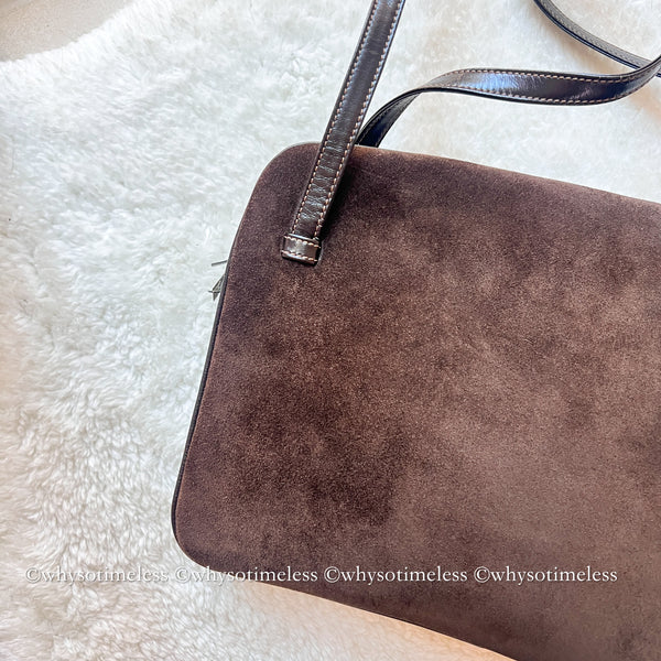 Vintage Loewe Suede Shoulder Bag - Brown