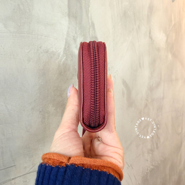 Pre-owned Chanel Coco Mark Card Holder / Coins Case - Burgundy