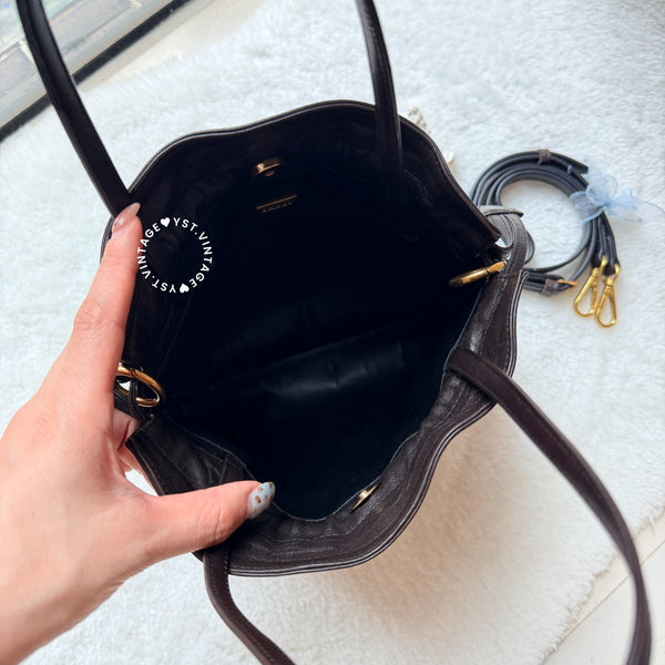 Vintage Bally Intrecciato Handbag - Chocolate Brown