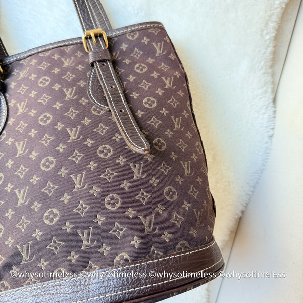 Vintage LV Monogram Denim Bucket Bag - Chocolate Brown