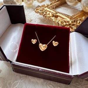 / pre-order / Japanese 18KYG Cupido Earrings & Necklace Set with Mini Cert