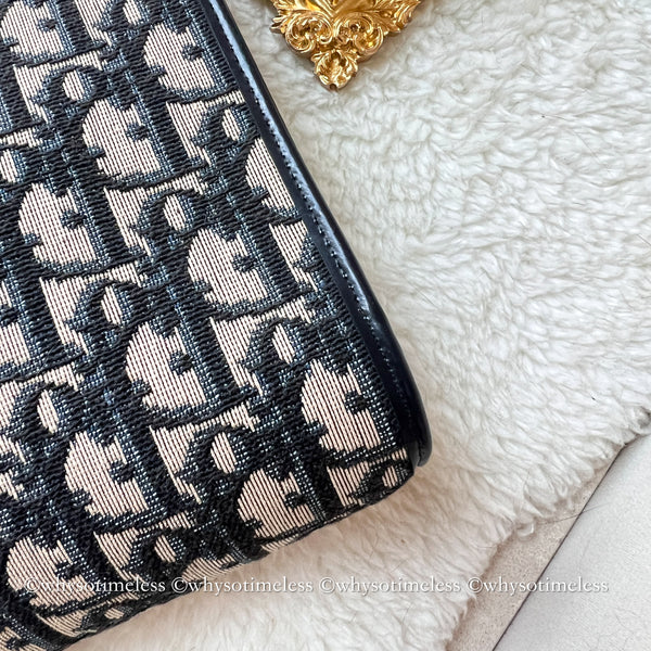 Vintage Dior Oblique Shoulder Bag - Navy