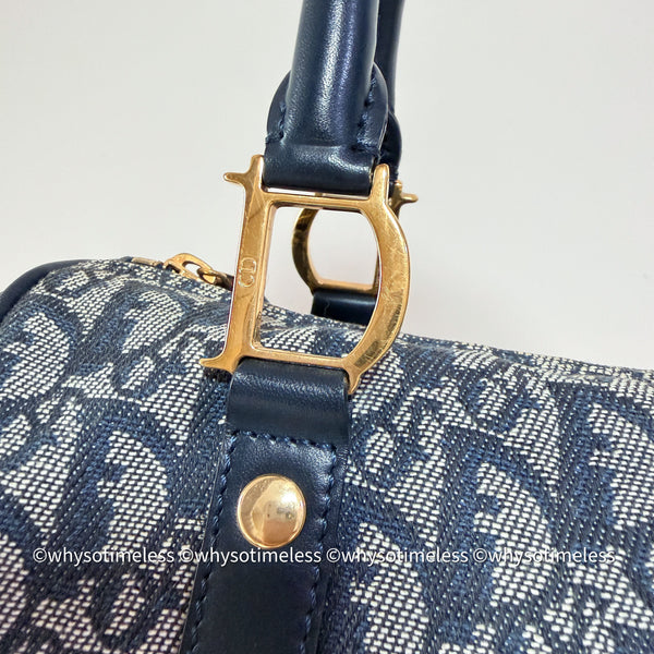 Vintage Dior Trotter 25cm Boston Bag - Navy 002