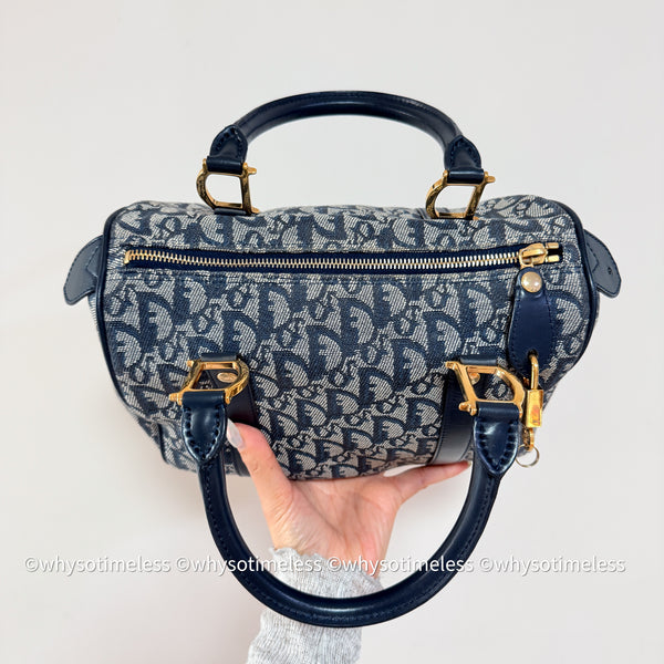 Vintage Dior Trotter 25cm Boston Bag - Navy 002