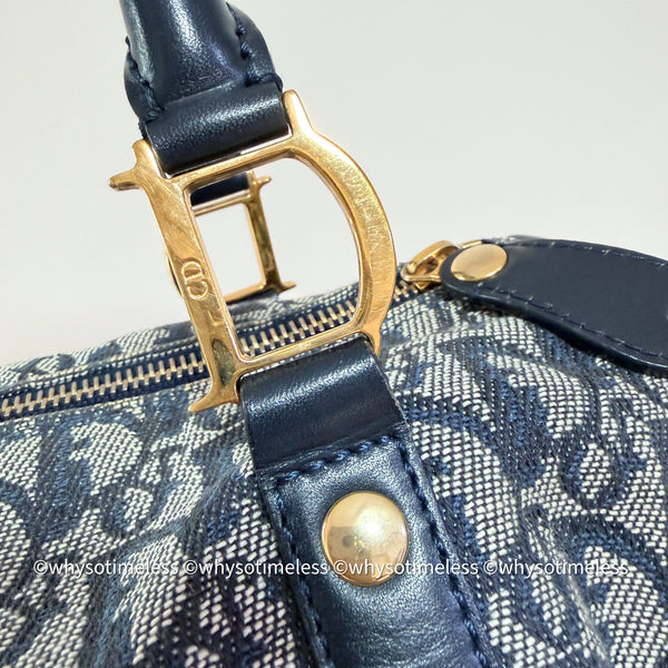 Vintage Dior Trotter 25cm Boston Bag - Navy 002
