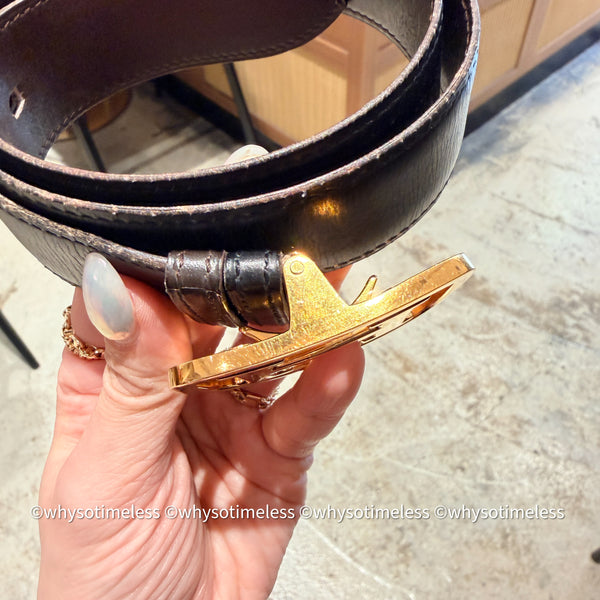 Vintage HERMÈS 1978’s Brevete H Belt Buckle & Reversible Leather Strap - GHW