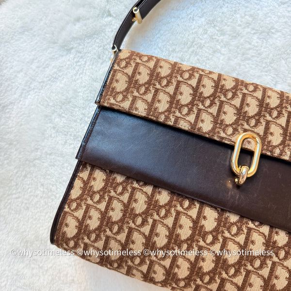 Vintage Dior Oblique 2-way Bag - Brown