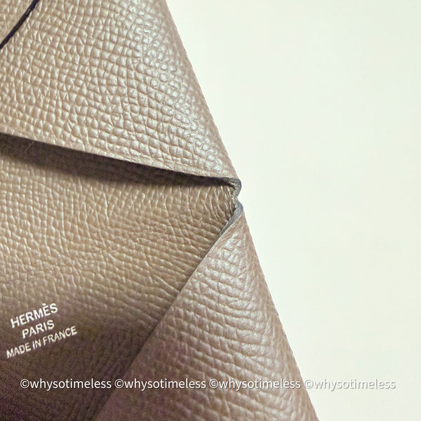 Pre-owned 2023's Hermès Calvi Card Holder - Ébène