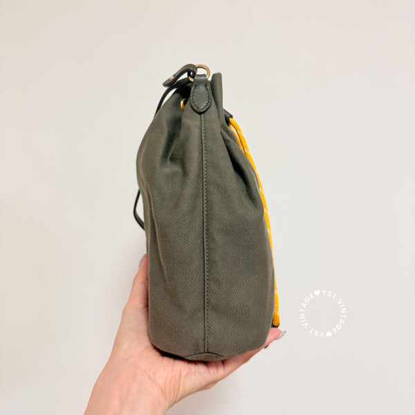 Pre-owned MiuMiu Gabardine Pouch - Olive Green