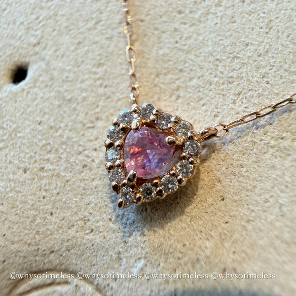 0.096ct Natural Padparadscha Diamond 18KRG Necklace