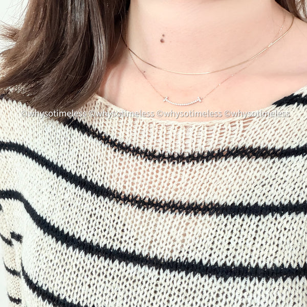 0.20ct Natural Heart & Cupid Cut Diamond 18KPG Smile Necklace