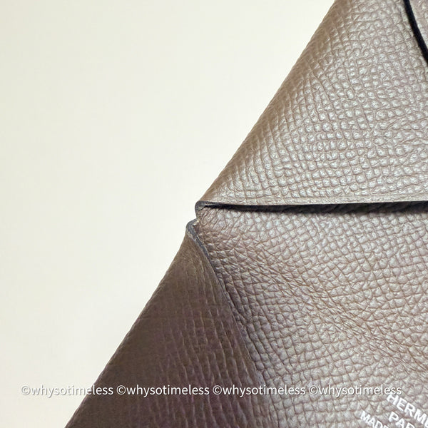 Pre-owned 2023's Hermès Calvi Card Holder - Ébène