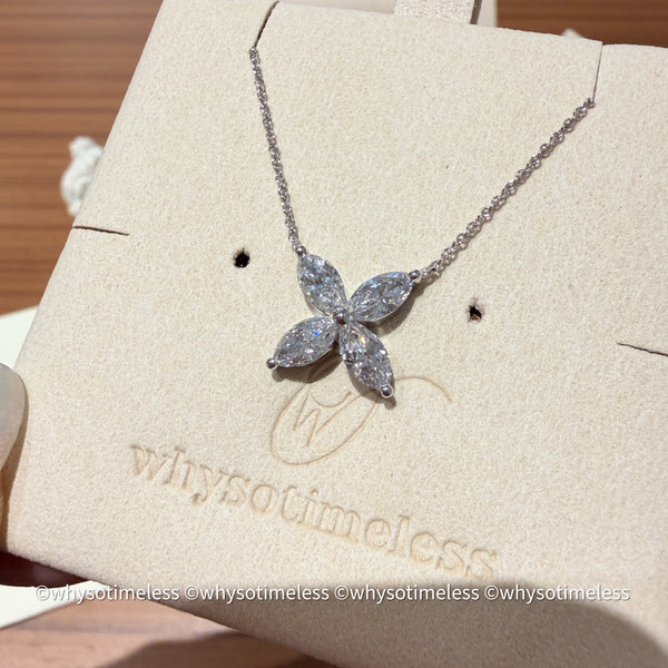 1.21ct Lab Grown Diamond 10K Marquise Brilliant Cut Clover Necklace