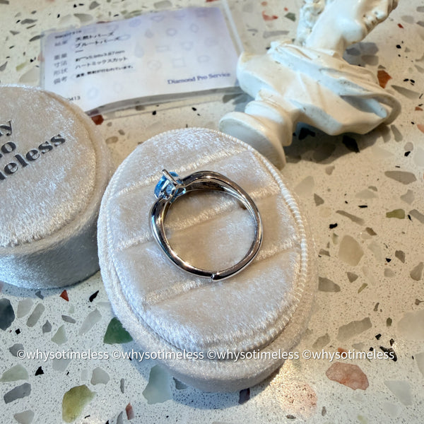 Natural Heart Shape Blue Topaz Silver Ring