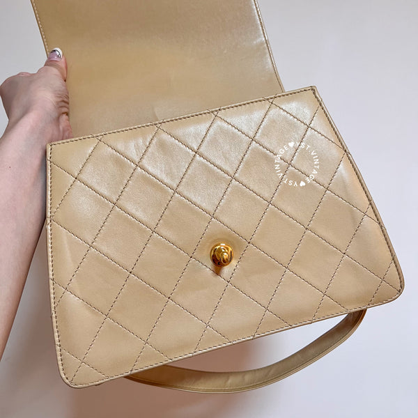 Vintage Chanel Trapezoid Kelly Bag - Light Beige