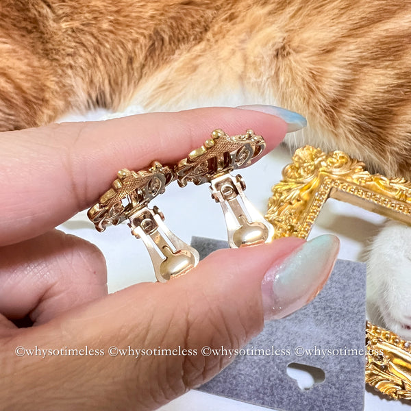 Vintage Dior Gold-Finish Metal Pumpkin Car Ear Clips