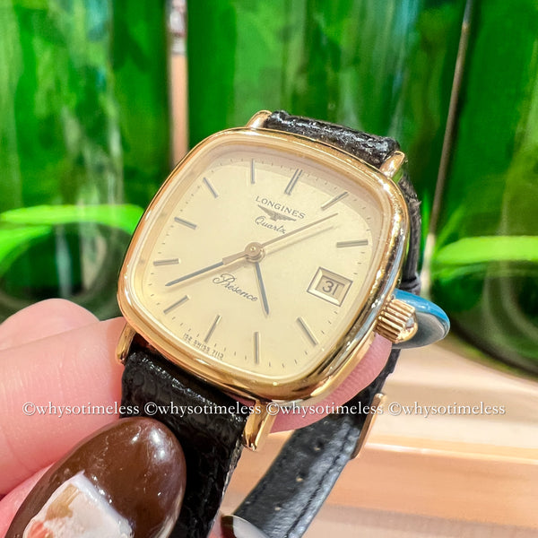 Vintage Longines Présence Cushion Shaped Quartz Watch With Original Box