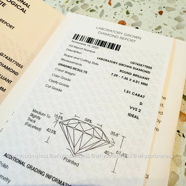 【Pre-order】1.50ct Round Cut Lab Grown Diamond 10KWG Ring