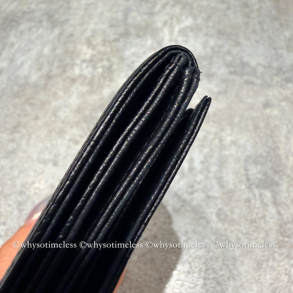 Vintage Chanel 2004-05'S Caviar Coco Short Wallet - Black 006