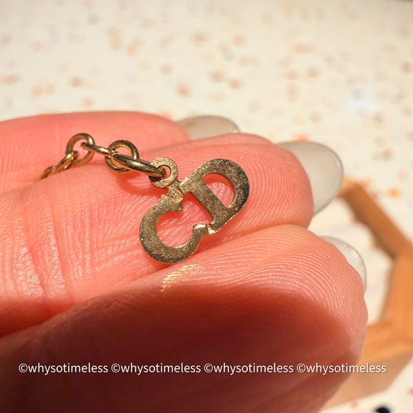 Vintag Dior CD Twist Ring Rhinestone Tassel Necklace