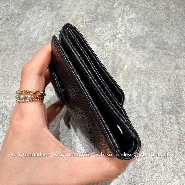 Vintage Chanel 2004-05'S Caviar Coco Short Wallet - Black 006