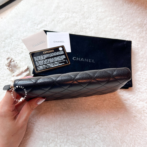 Pre-owned Chanel 2014's Caviar Long Wallet - Black