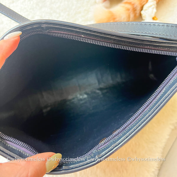 Vintage Dior Oblique Shoulder Bag - Navy