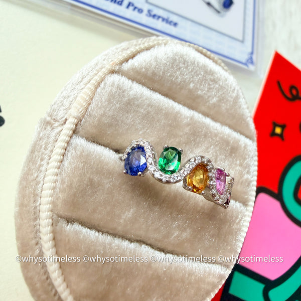 Rainbow Sapphire Zircon Silver Ring