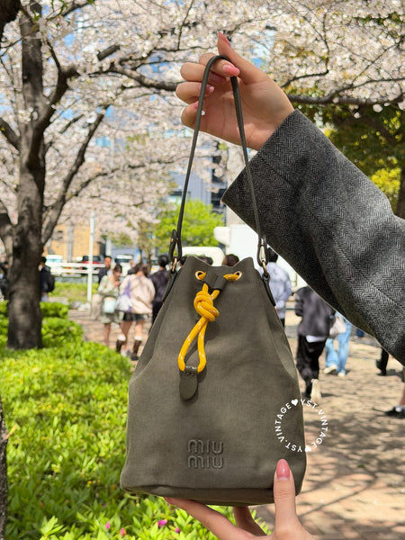 Pre-owned MiuMiu Gabardine Pouch - Olive Green