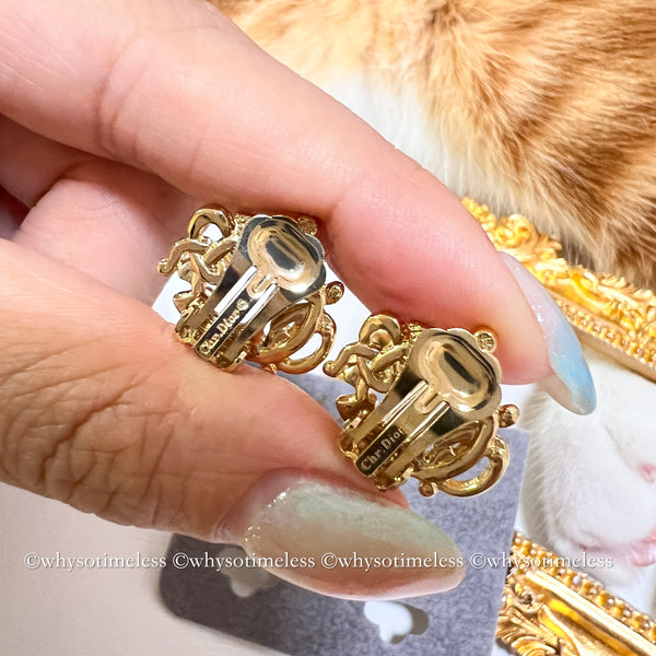 Vintage Dior Gold-Finish Metal Pumpkin Car Ear Clips