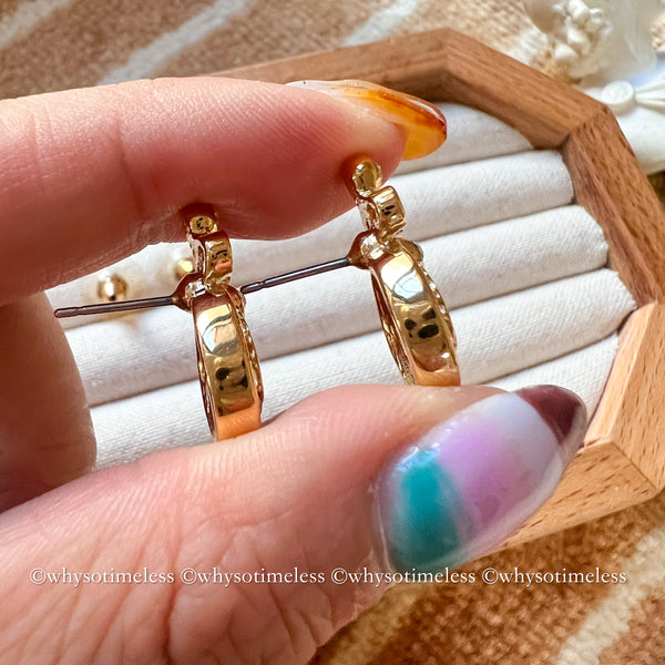 Vintage Dior Rhinestone CD Gold-Finish Metal Earrings