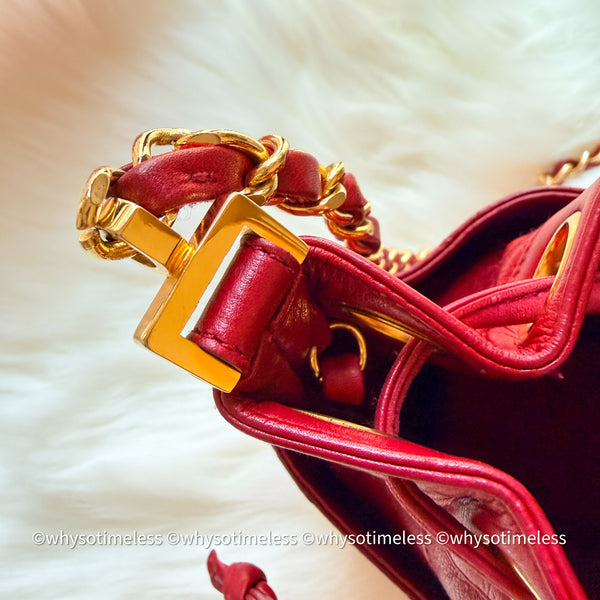 Vintage Chanel Mini Bucket Bag - Red
