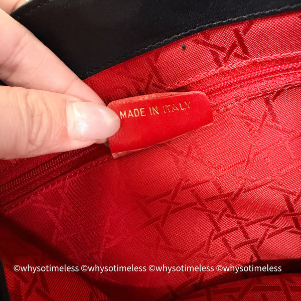 Vintage Lady Dior Shoulder Bag in Calf Leather - Black