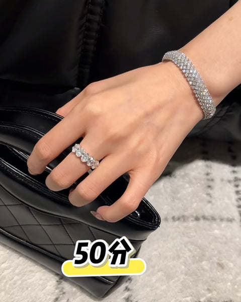 【Pre-order】2.50ct Oval Lab Grown Diamond 10KWG Half Eternity Ring 0.50ct@, DEF-VSVVS