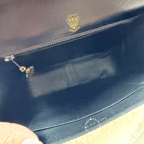 Vintage Gucci 1970's Suede & Box Leather Saddle Constance Bag - Black