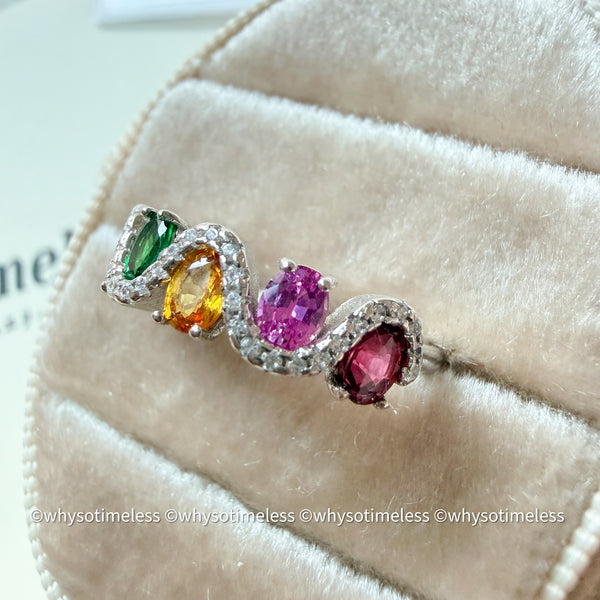 Rainbow Sapphire Zircon Silver Ring