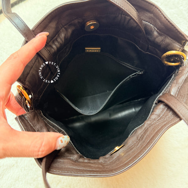 Vintage Bally Intrecciato Handbag - Chocolate Brown