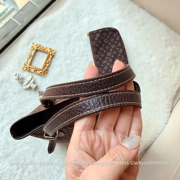 Vintage LV Monogram Denim Bucket Bag - Chocolate Brown