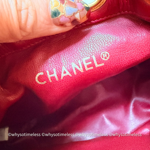 Vintage Chanel Mini Bucket Bag - Red