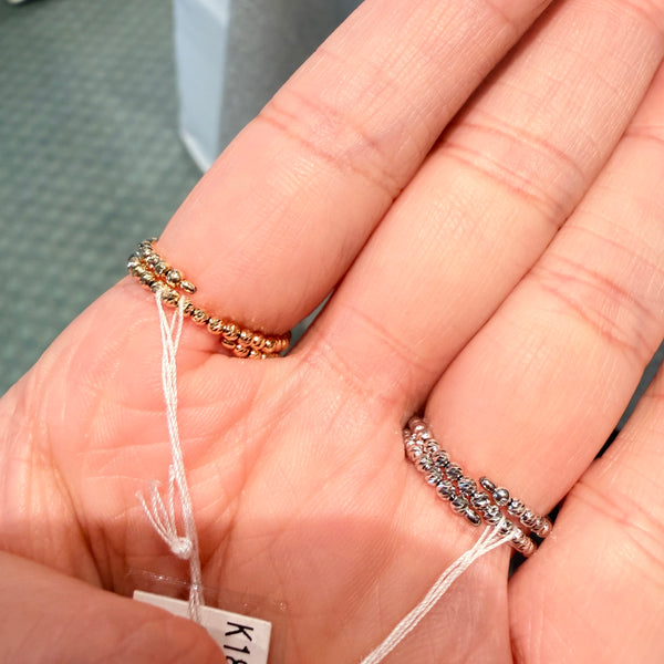 3-4mm Baby Akoya 18KYG Golden Ball Elastic Ring
