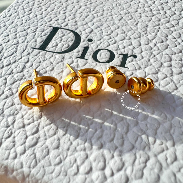 Pre-owned Dior CD Navy Stud Earrings