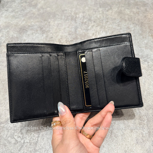 Vintage Chanel 2004-05'S Caviar Coco Short Wallet - Black 006