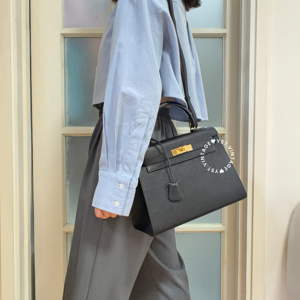 Vintage High-Class Kelly28 Bag - Black