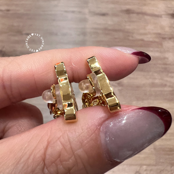 Vintage CELINE Gold-Finish Metal Triomphe Ear Clips