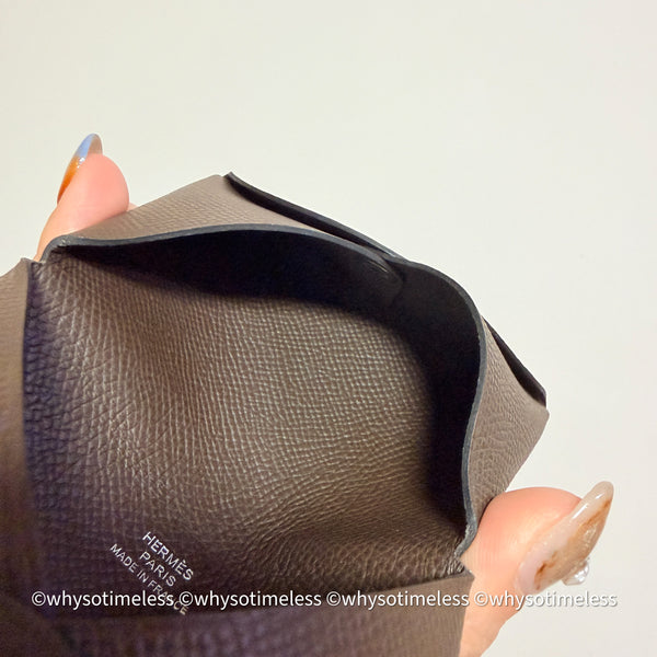 Pre-owned 2023's Hermès Calvi Card Holder - Ébène