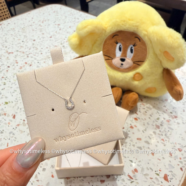 0.10ct Natural Diamond Horseshoe Shape PT Necklace